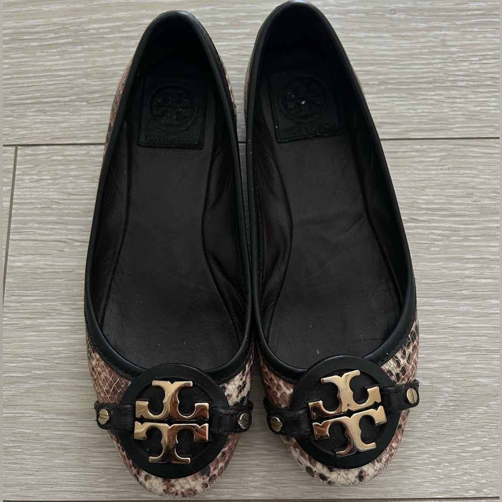 TORY BURCH 'AADEN" SNAKE PRINT BALLET FLATS SIZE 5 1/2